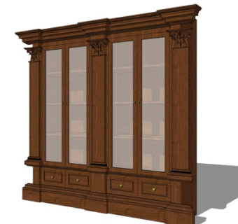 欧式实木酒柜su模型