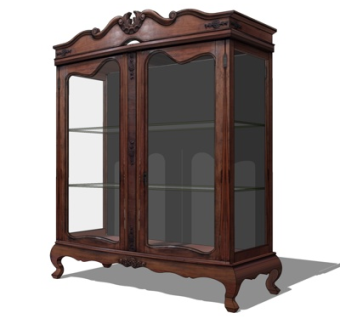 欧式实木酒柜su模型
