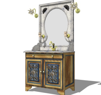 欧式洗手盆su模型