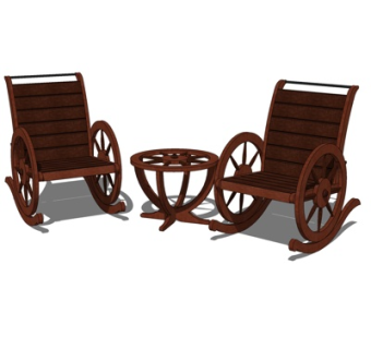 简欧休闲桌椅su模型