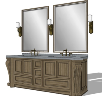 美式洗手盆su模型