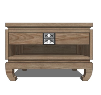 新中式床头柜su模型