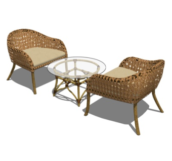 新中式休闲桌椅su模型