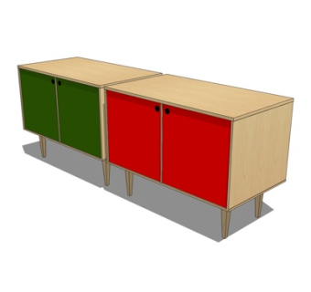 现代边柜su模型
