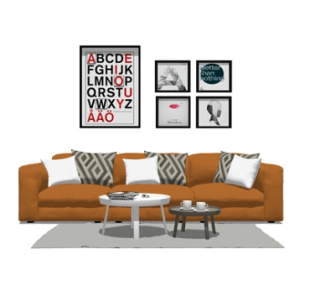 现代多人沙发su模型