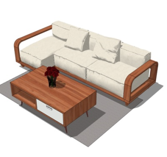 现代多人沙发su模型