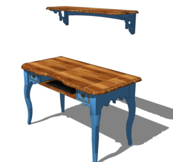 简欧书桌su模型