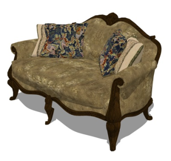 欧式双人沙发su模型