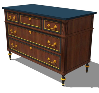 新中式边柜su模型