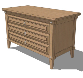 新中式边柜su模型