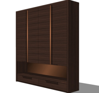 新中式衣柜su模型