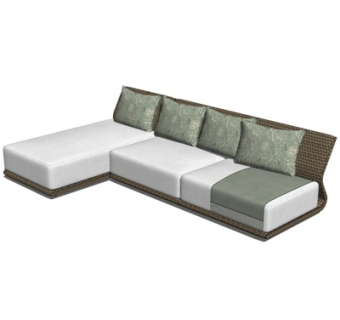 新中式多人沙发su模型