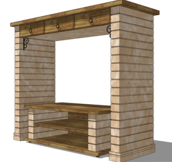 美式电视柜su模型