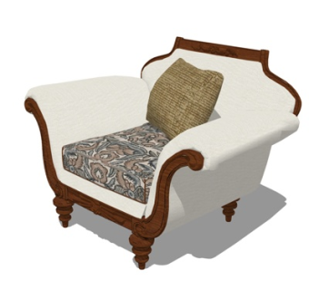 欧式单人沙发su模型