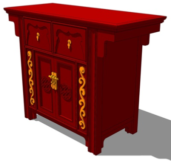 欧式端景柜su模型