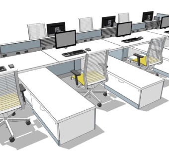 现代办公桌su模型