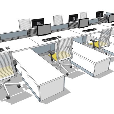 现代办公桌su模型