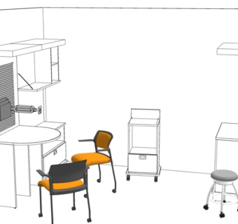 现代书桌椅su模型