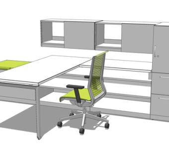 现代办公桌su模型