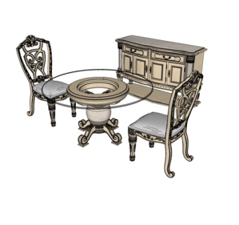 欧式餐桌su模型