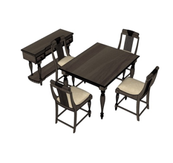 新中式餐桌su模型