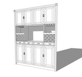简欧酒柜su模型