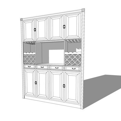 简欧酒柜su模型