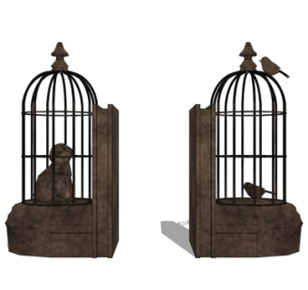 简欧鸟笼su模型