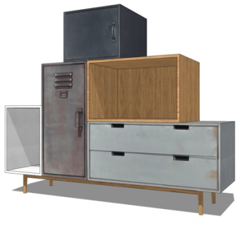 工业风装饰柜su模型