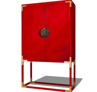 新中式装饰柜su模型