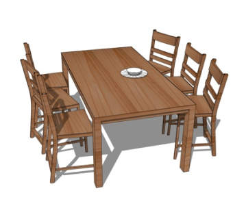 新中式餐桌椅su模型