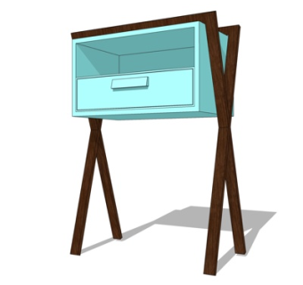 新中式床头柜su模型