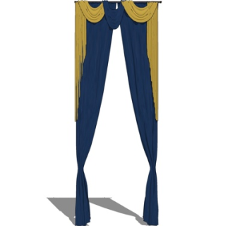 简欧窗帘su模型