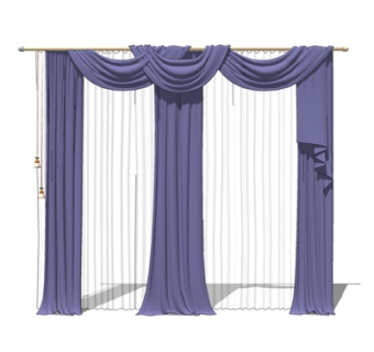 简欧窗帘su模型