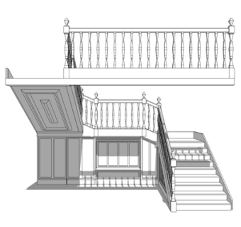 欧式楼梯su模型