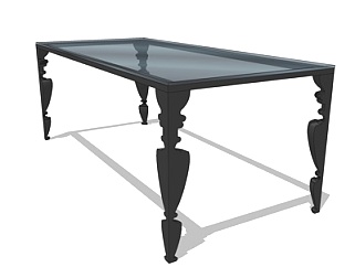 欧式餐桌su模型