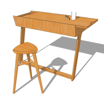 北欧书桌su模型