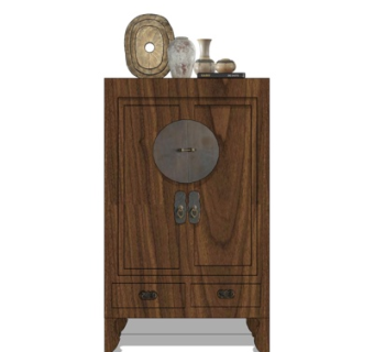 新中式装饰柜su模型