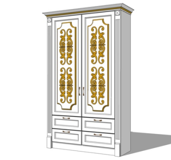 简欧衣柜su模型