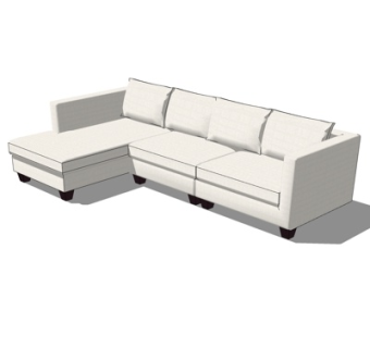 现代转角多人沙发su模型