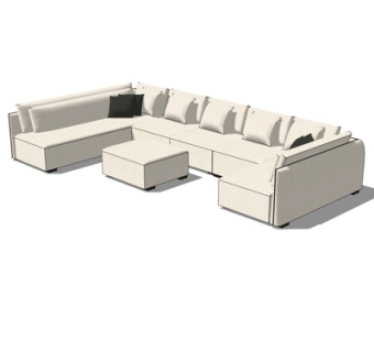 现代转角多人沙发su模型