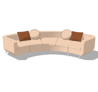 现代弧形多人沙发su模型