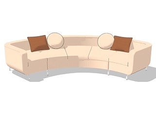 现代弧形多人沙发su模型
