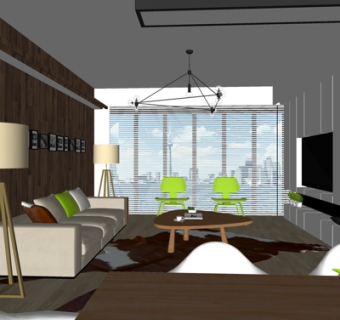 北欧客厅su模型