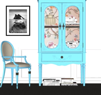 简欧书柜su模型