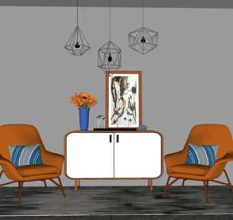 现代端景柜su模型