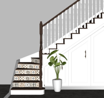 简欧楼梯su模型