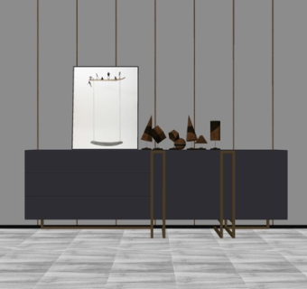 现代端景柜su模型