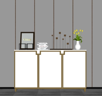 新中式端景柜su模型