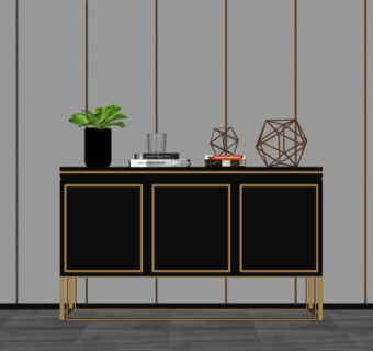 新中式端景柜su模型